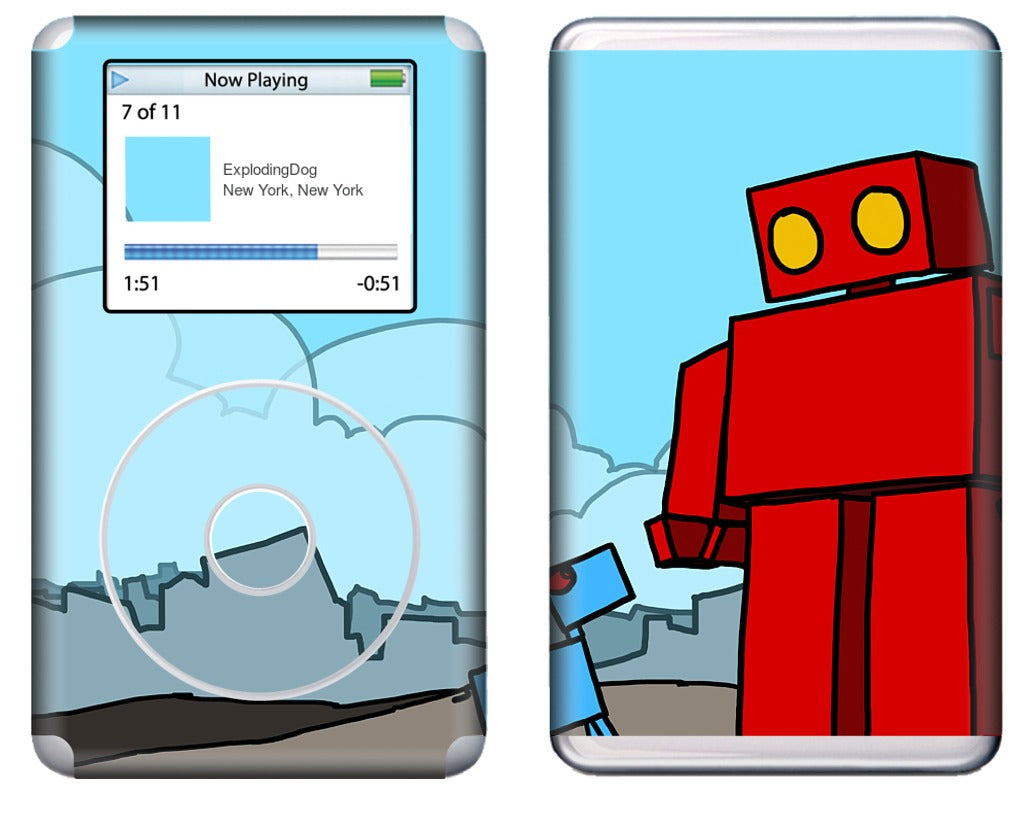 Red Robot Leaving The City iPod Skin