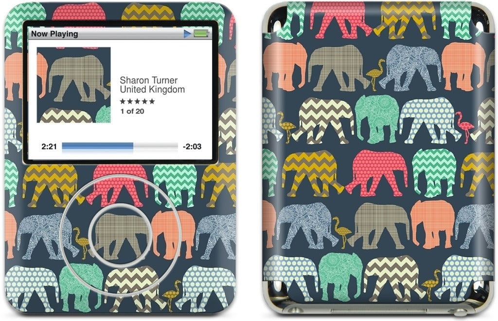 baby elephants and flamingos iPod Skin