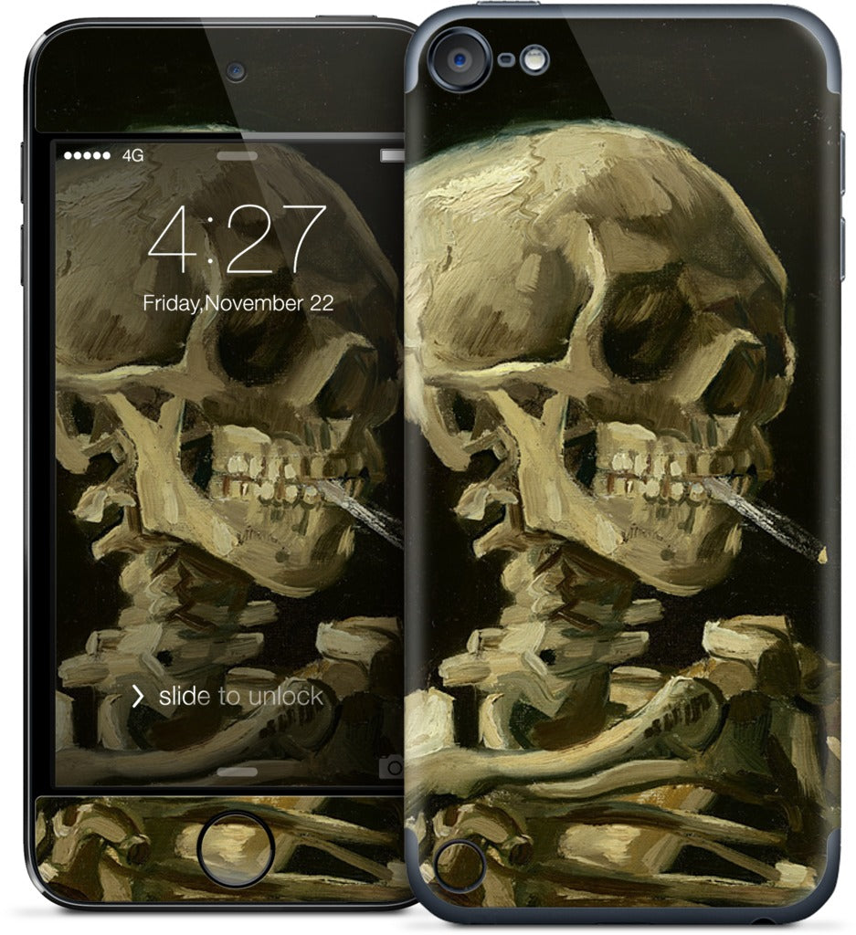 Skull of a Skeleton with Burning Cigarette iPod Skin