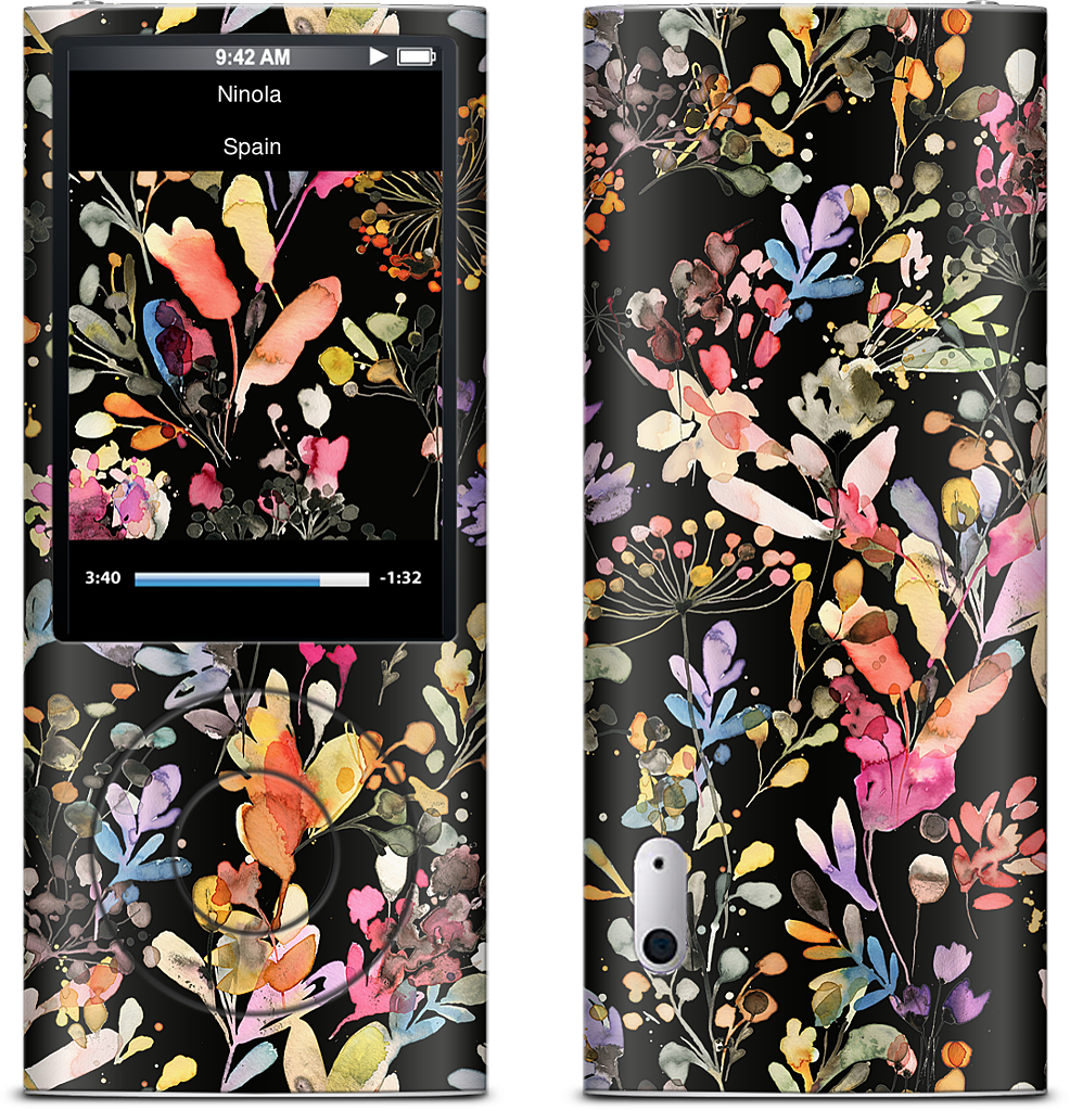 Wild Grasses (Black) iPod Skin